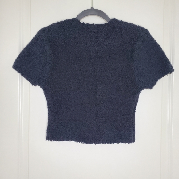 SKIMS Black Onyx Cozy Knit Fuzzy Short Sleeve Crop Top - Picture 6 of 8